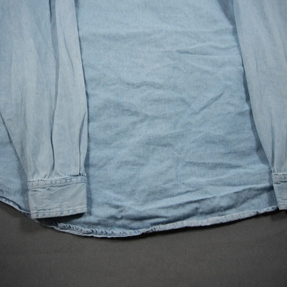Alaska Wildlife Shamry Denim Embroidered Denim Men L Shirt Vintage Cabin Nature